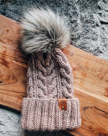 Dusty Rose Cable Beanie