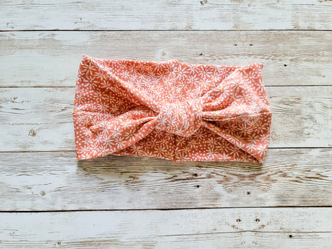 Coral Floral Knotty Headband